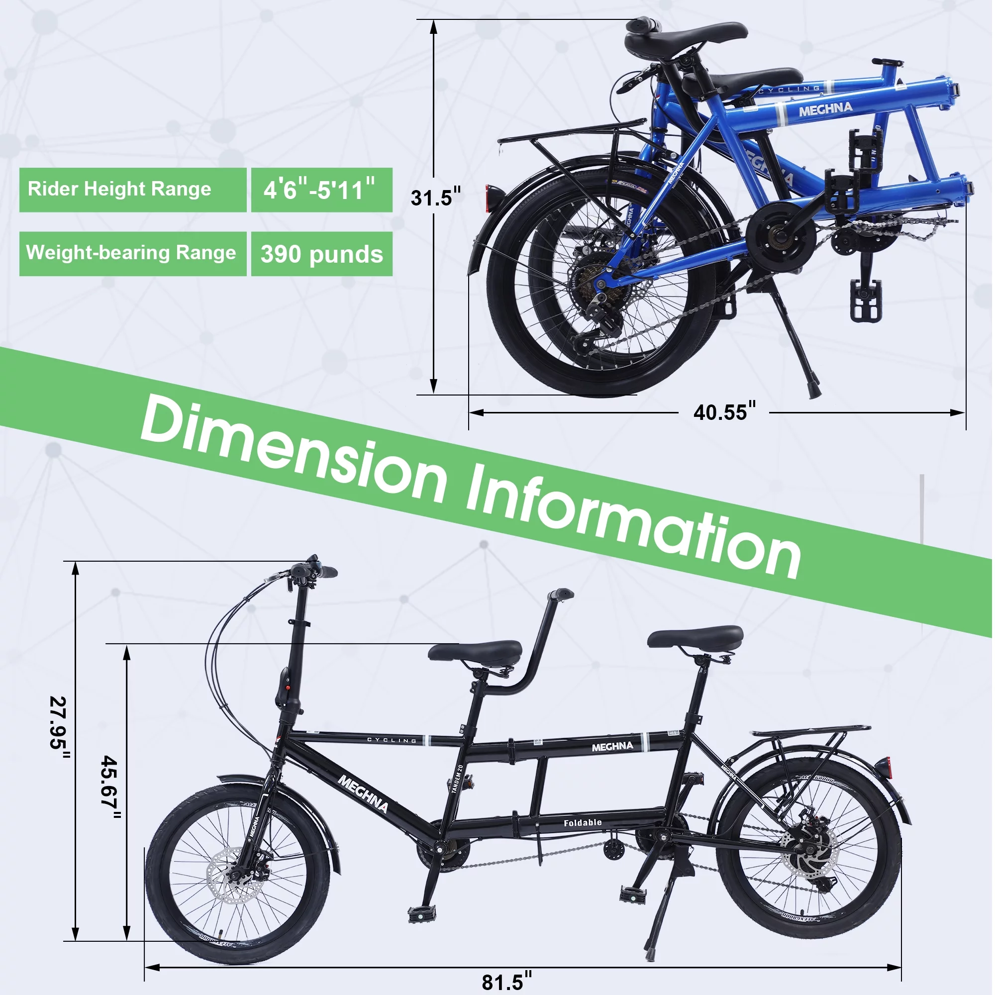 Meghna Tandem Bike 20 inches Wheels 2-Seater Shimano 7 Speed Folding Tandem Adult Beach Cruiser Orange - Womvr