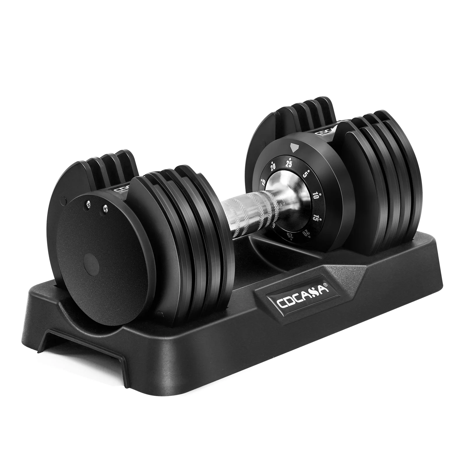 July's Song Adjustable Dumbbell Set,25 Lb Weights Set for Home Gym with Anti-Slip Handle,5-25 Lbs,Black - Womvr