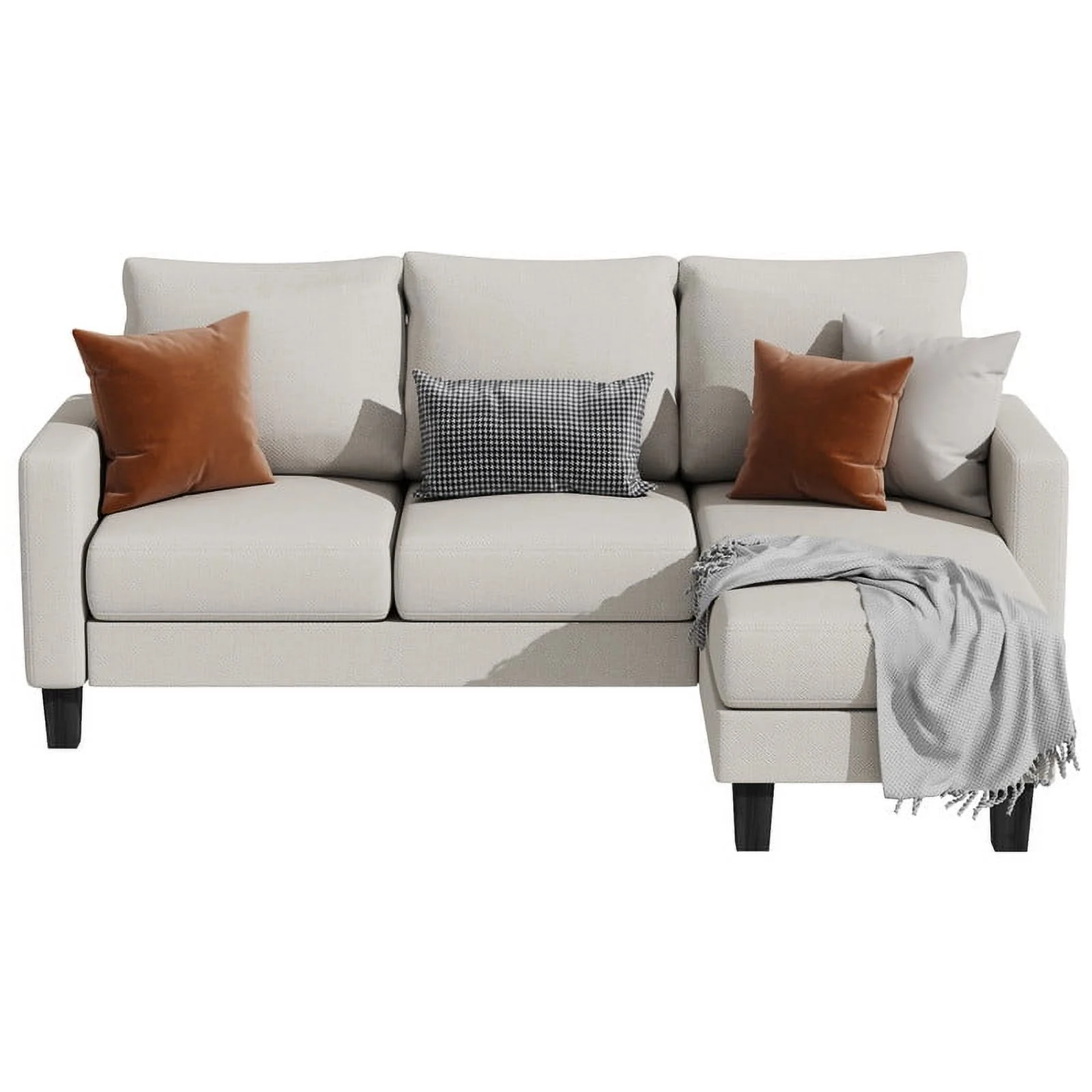 Homall Convertible Sectional Sofa Couch, Modern Linen Fabric L-Shaped Couch 3-Seat Sofa Sectional with Reversible Chaise for Small Living Room, Apartment and Small Space, Dark Gray - Womvr