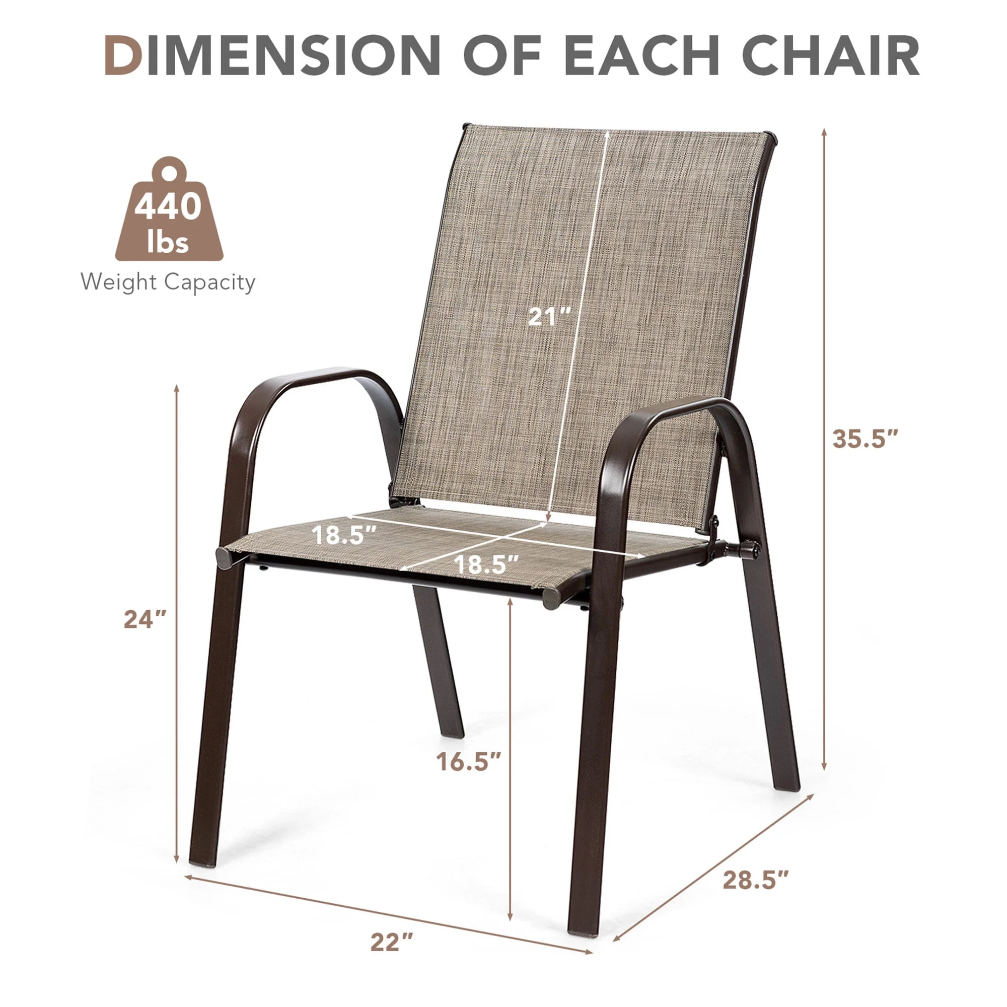 Gymax Set of 2 Patio Chairs Dining Chairs w/ Steel Frame Yard Outdoor Grey - Womvr