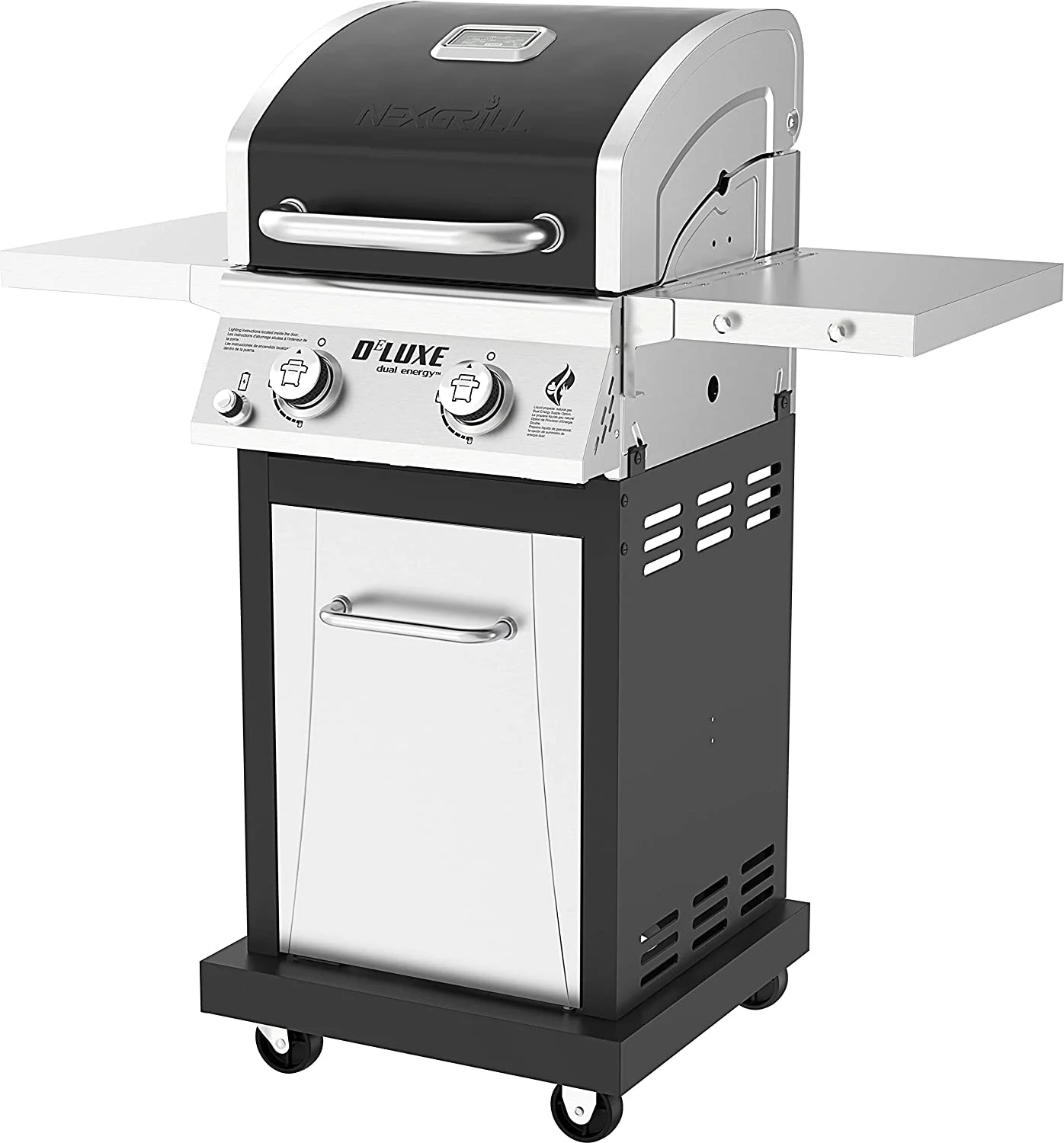 Nexgrill Deluxe 2-Burner Propane Gas Grill w/ 2 Foldable Shelves, Outdoor Cooking, Patio, BBQ, Silver & Black, 720-0864RA - Womvr