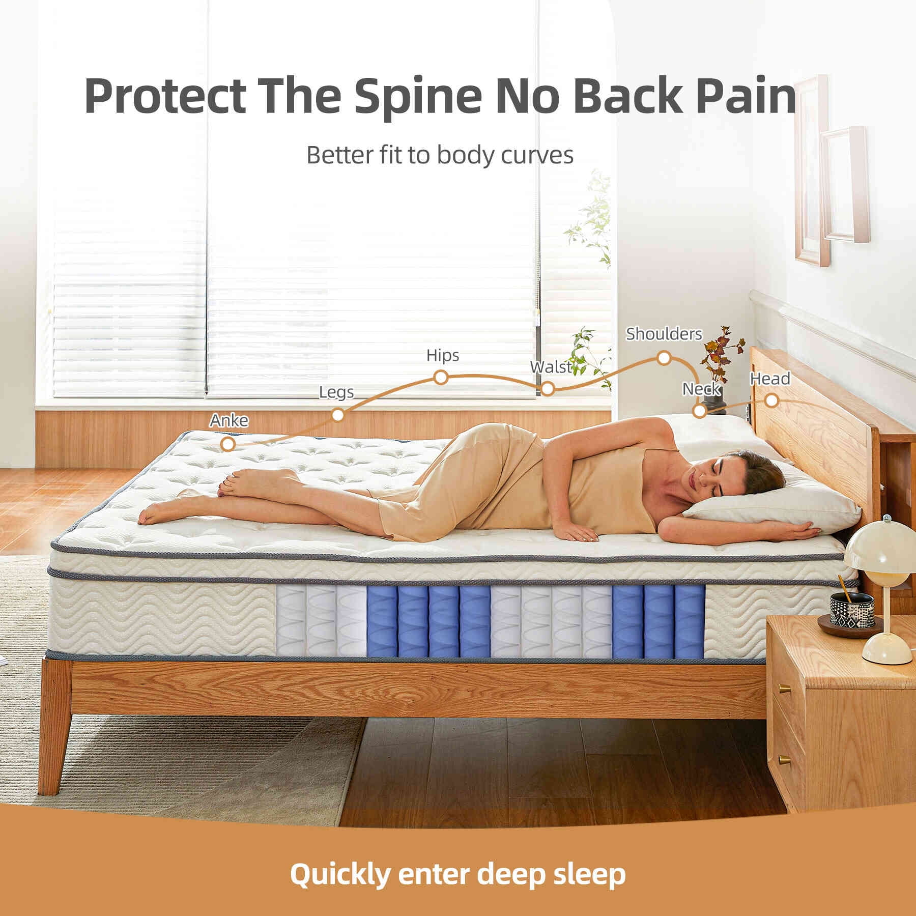 Selene Queen Size Mattress, 10 Inch Memory Foam Hybrid Mattress Queen, Pocket Spring Mattress in a Box for Motion Isolation, Edge Support, Pressure Relief, CertiPUR-US - Womvr