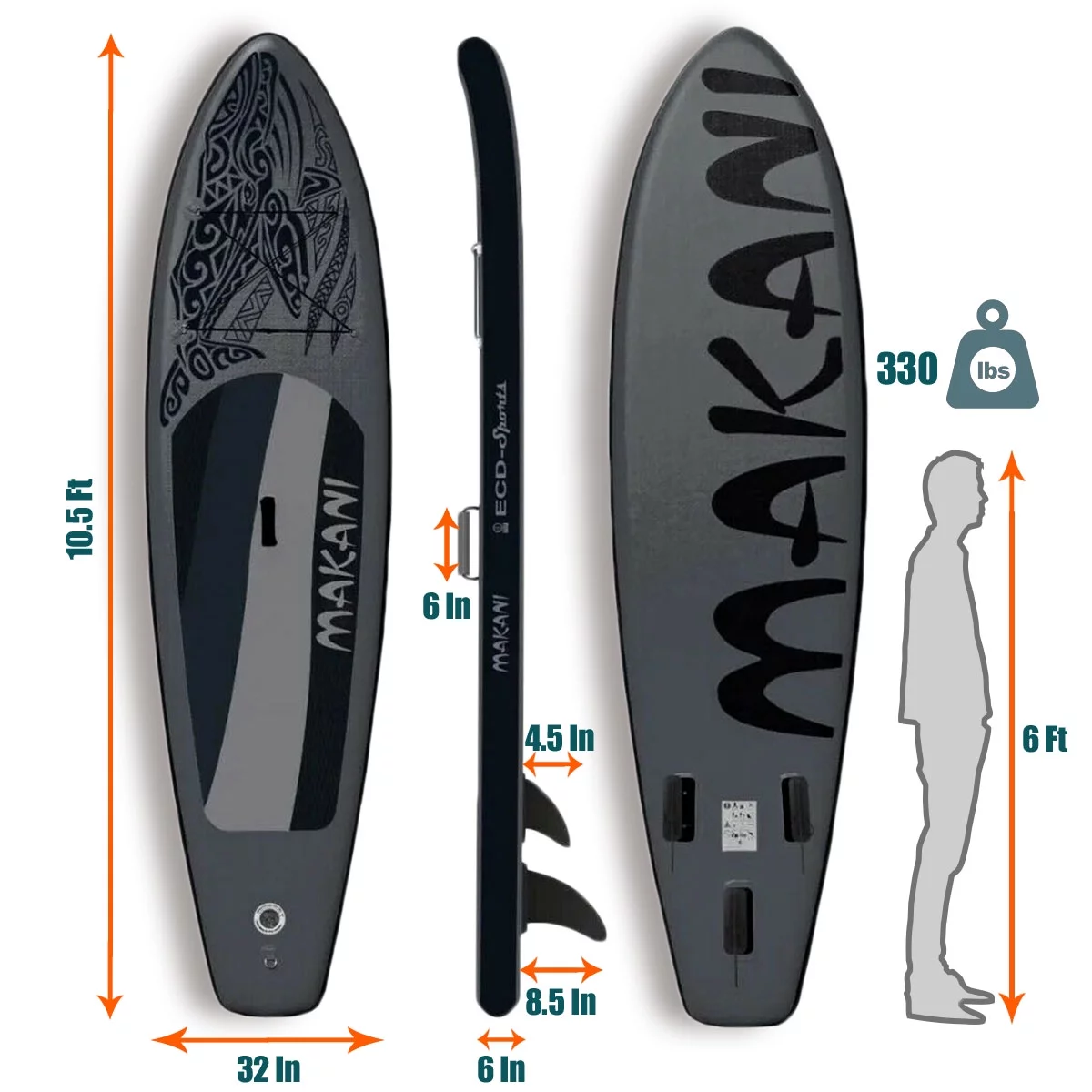 JSP Stand Up Inflatable Paddle Board 10.5' SUP Blow Up Boat 330 lb Capacity - Womvr