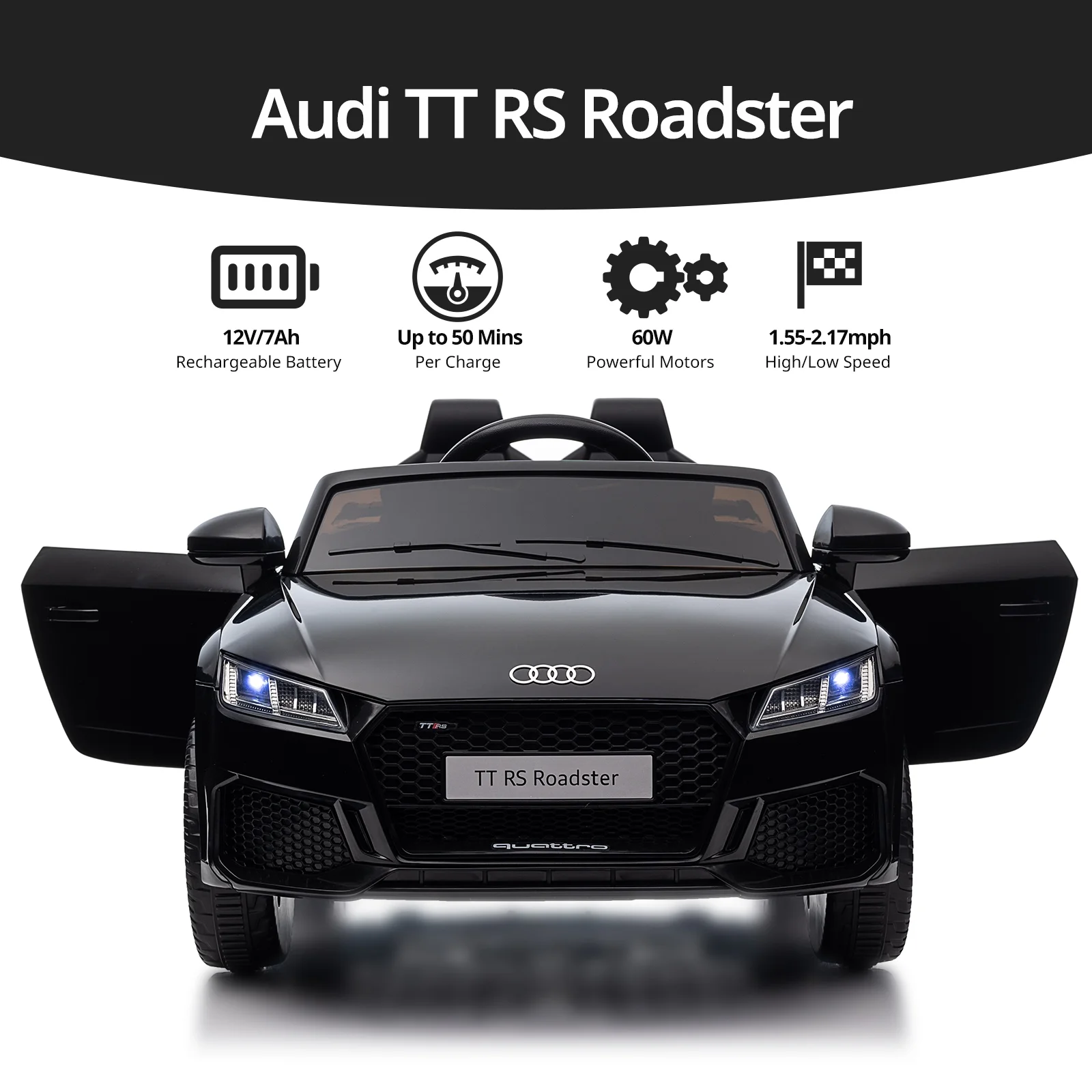 Hikiddo Electric Ride on Car for Kids, Licensed Audi 12V 7Ah Kids Ride-on Toy for Toddlers 2-5 Girl with Remote, Bluetooth - Pink - Womvr