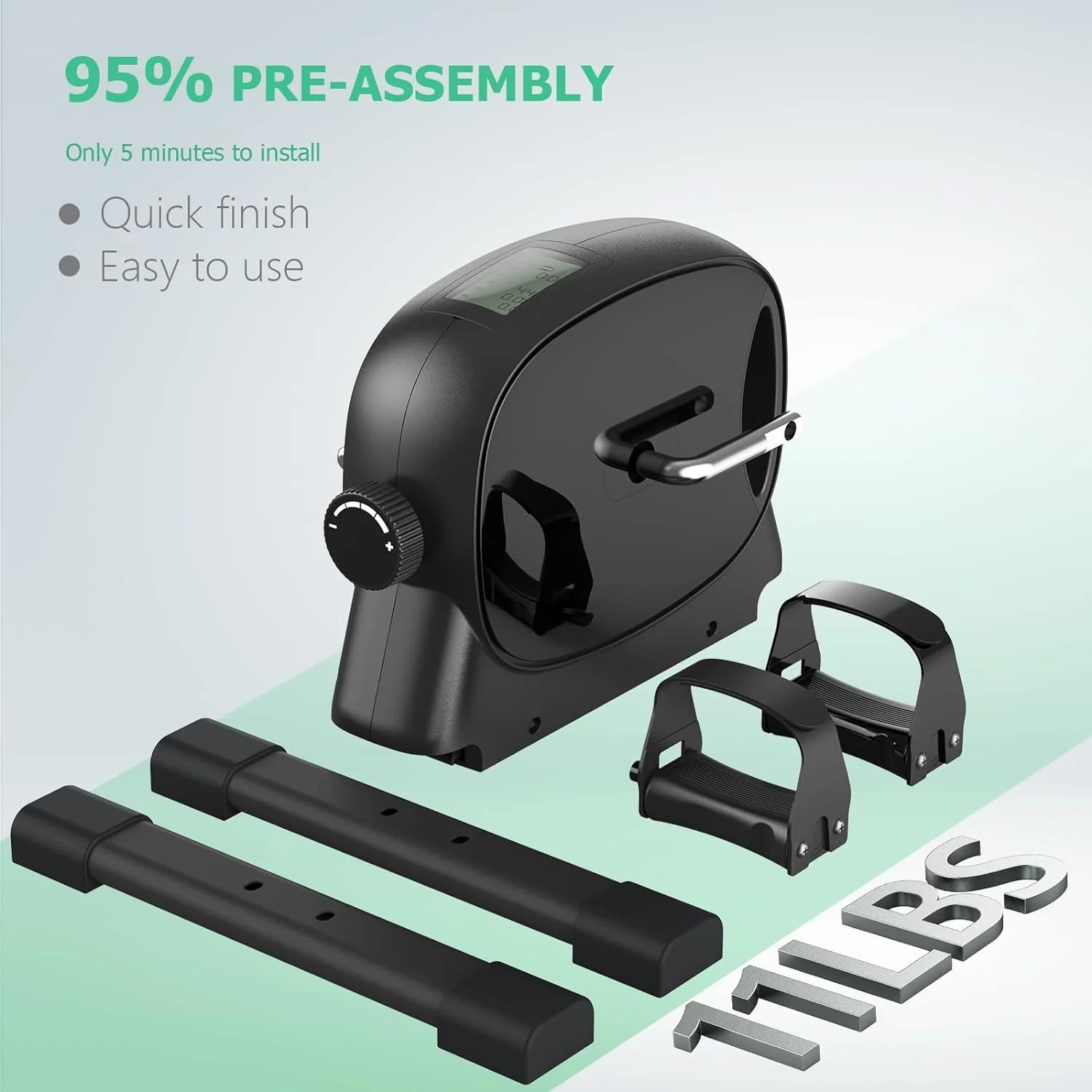 UPGO Mini Exercise Bike, Under Desk Bike Pedal Exerciser Portable Foot Cycle Arm & Leg Peddler Machine with LCD Screen Displays - Womvr