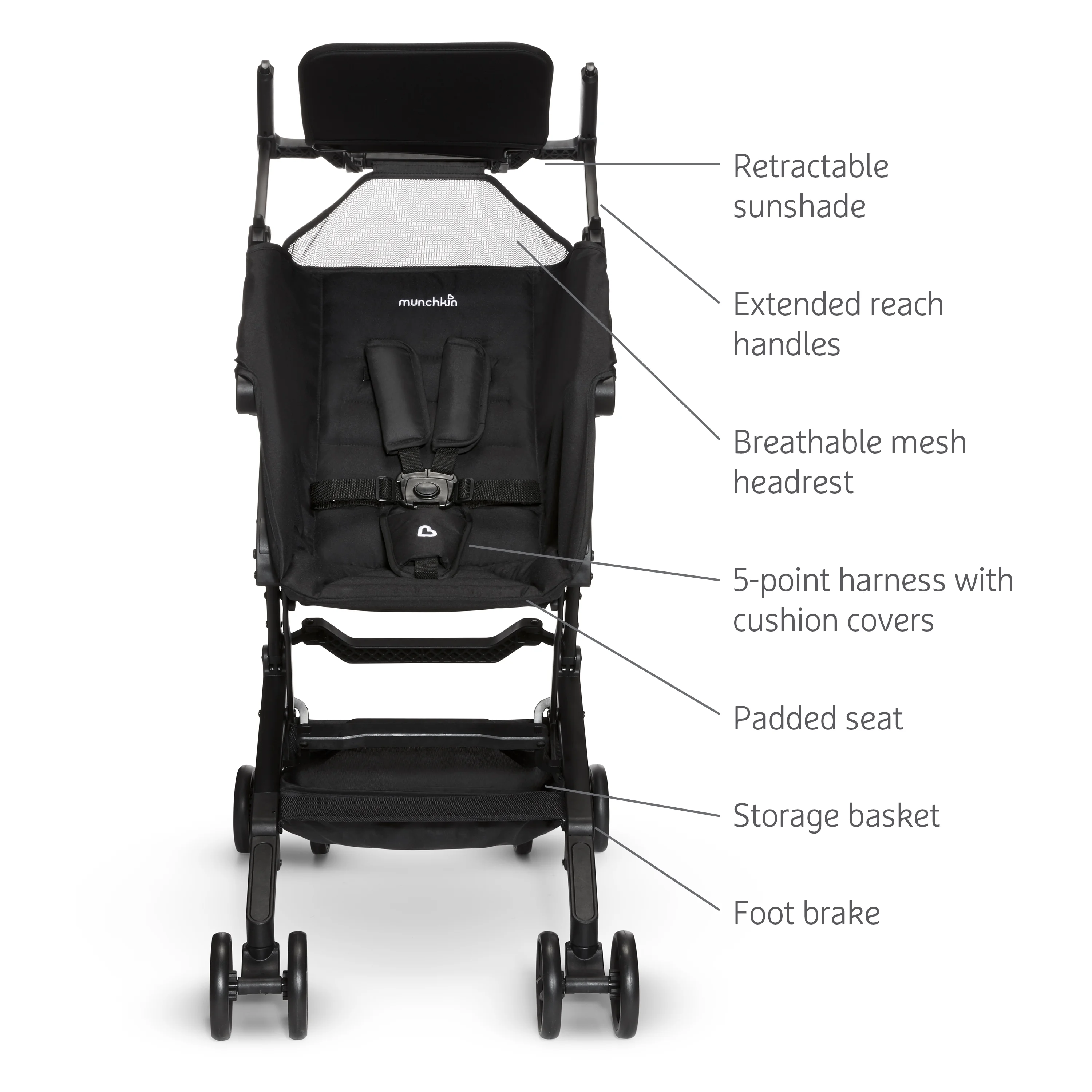 Munchkin? Sparrow? Ultra Compact Lightweight Travel Stroller for Babies & Toddlers, Black, Unisex - Womvr