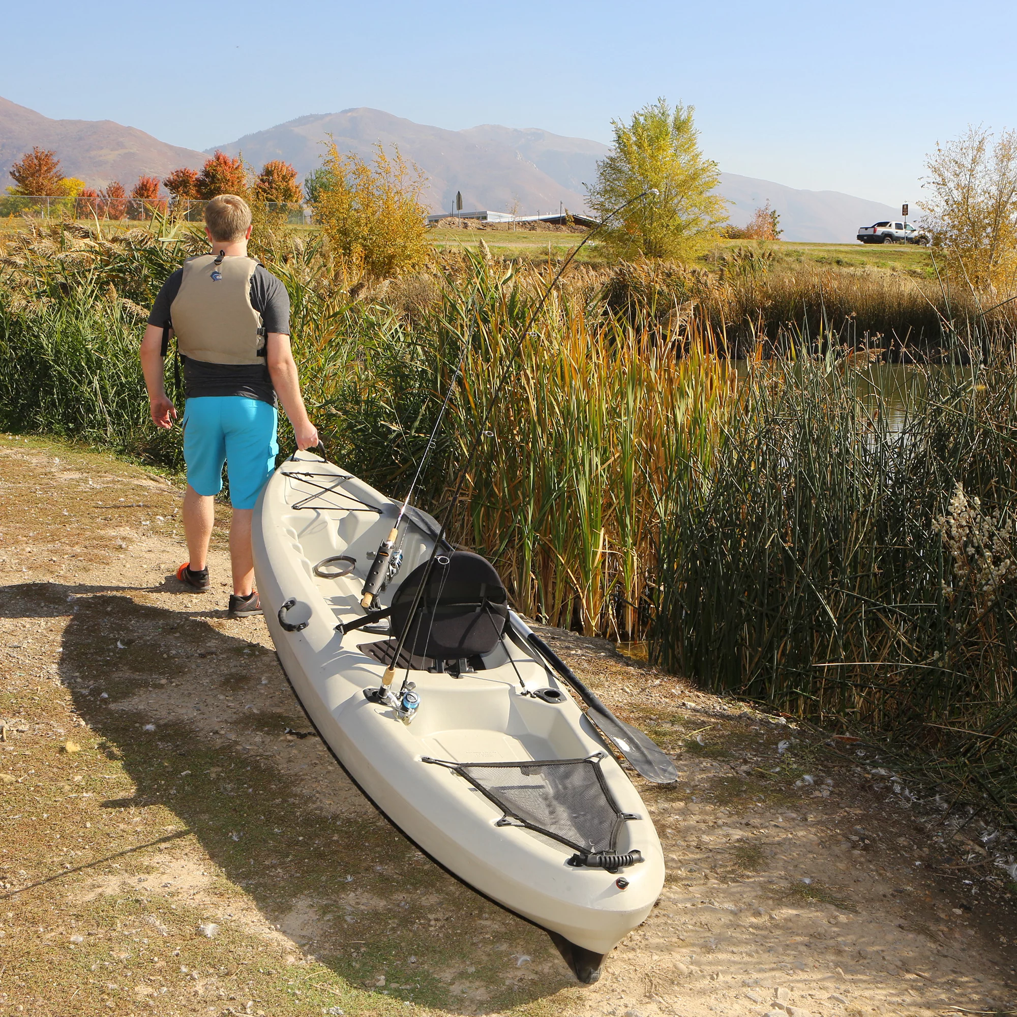 Lifetime Stealth Angler 110 Sit-on-Top Fishing Kayak, Sandstone (90514) - Womvr