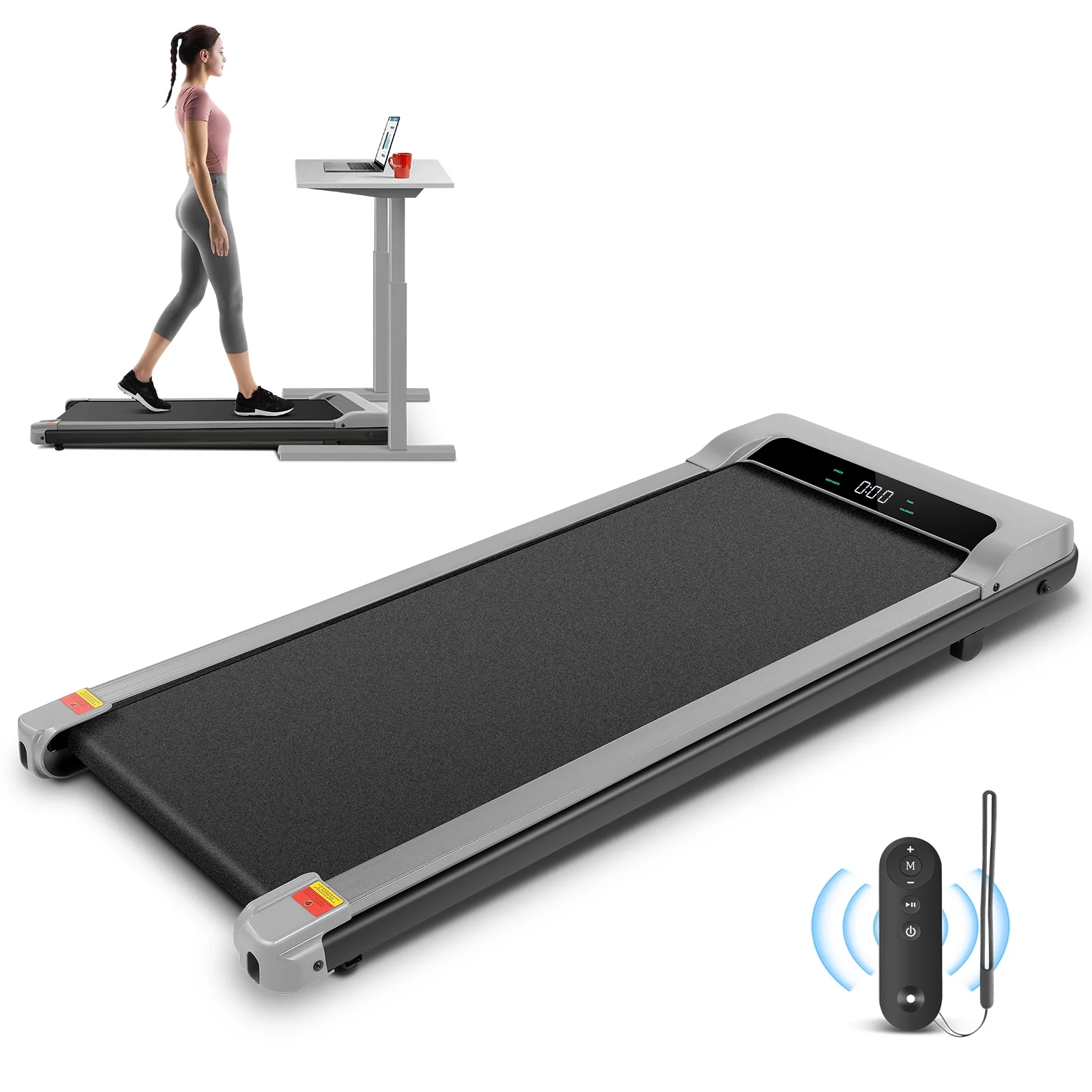 Tikmboex 2.5HP Under Desk Treadmill with LED Display Wireless Remote Control .Quiet & Compact Walking Pad for Home Office - Womvr