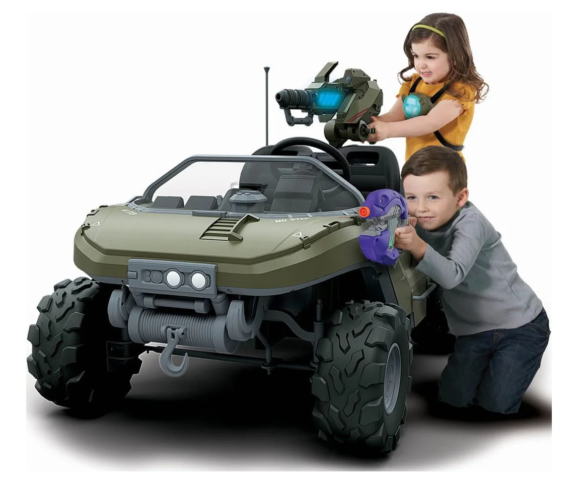 24 Volt Microsoft Halo Warthog Ride On with Laser Tag Blaster and Vest Included - For Boys & Girls Ages 3 and up - Womvr