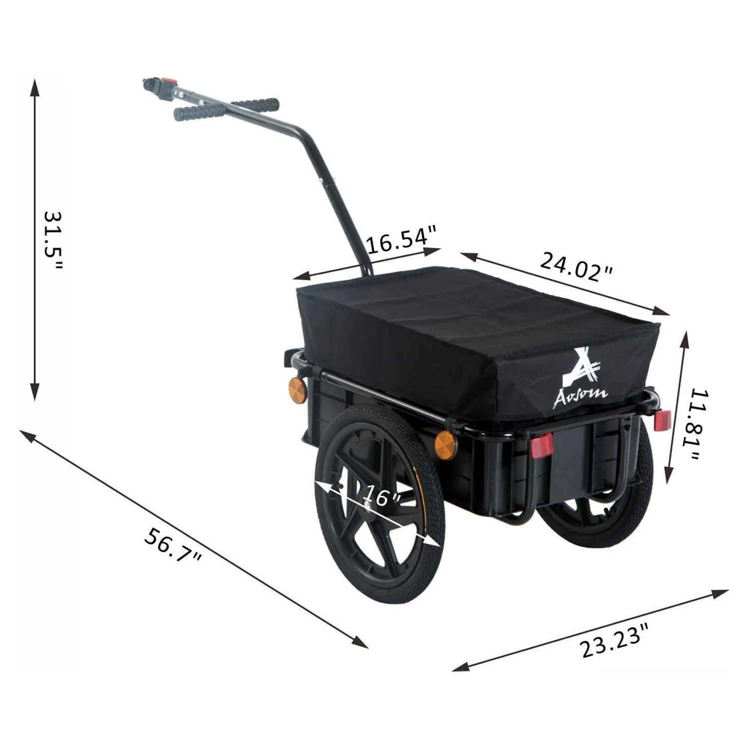 Aosom Double Wheel Internal Frame Enclosed Bicycle Cargo Trailer - Black - Womvr