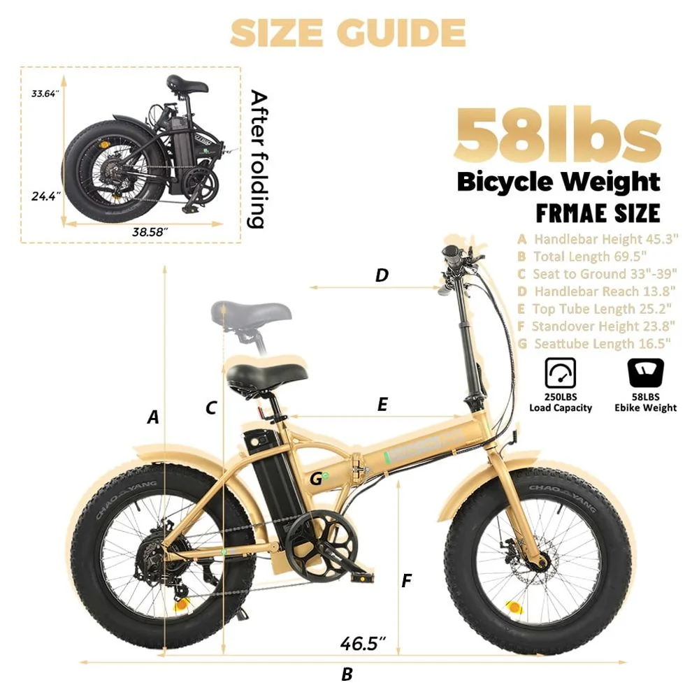 ECOTRIC 20 Inch Fat Tire e-Bike 500W 48V Foldable frame Pedal Assist Commute Bike 7 Speed A-E516646 - Womvr