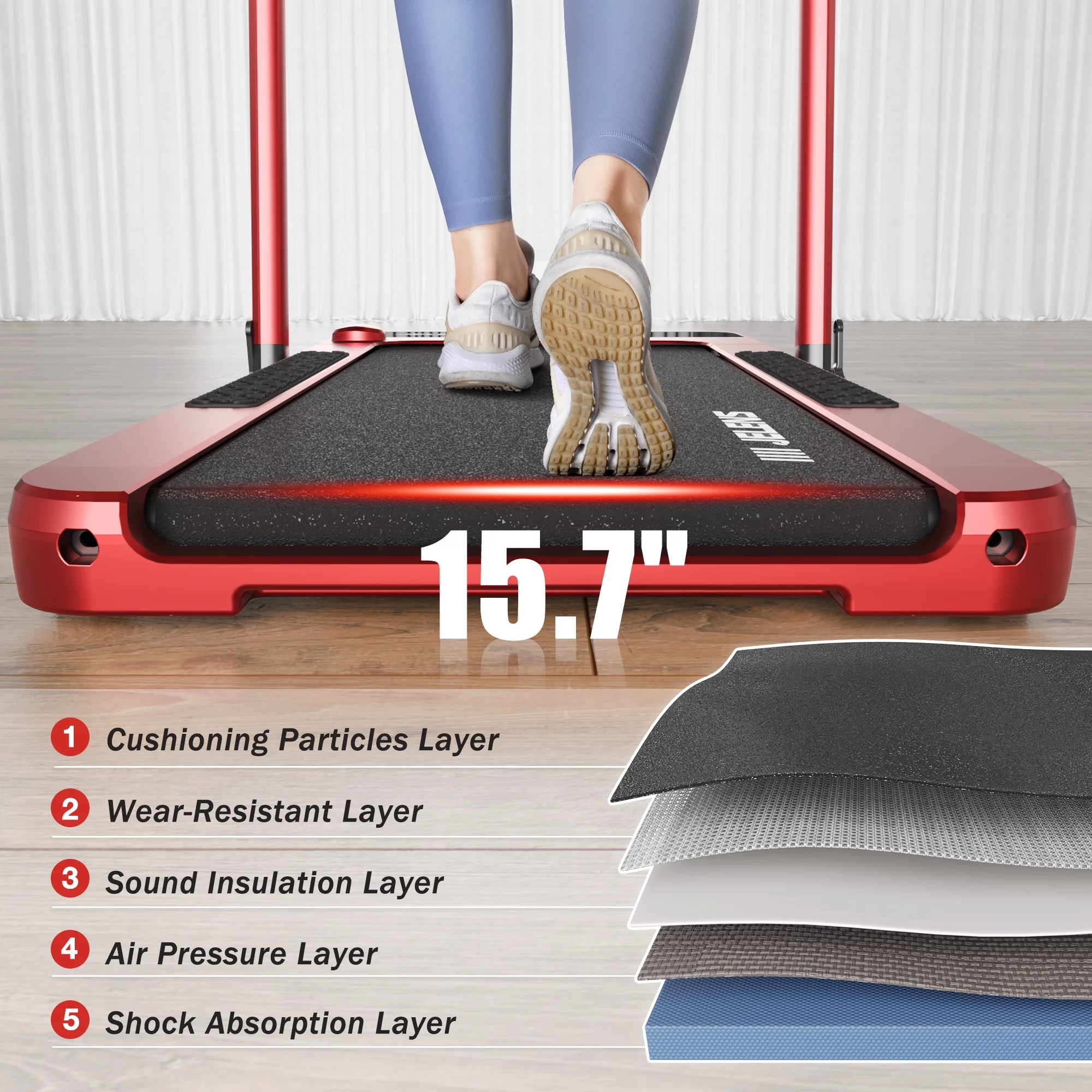 JELENS 2 in 1 Incline Treadmill Under Desk Walking Pad 2.5HP Home Folding Treadmills with Gesture Sensing Control, Walking Machine for Office with Led Display - Womvr