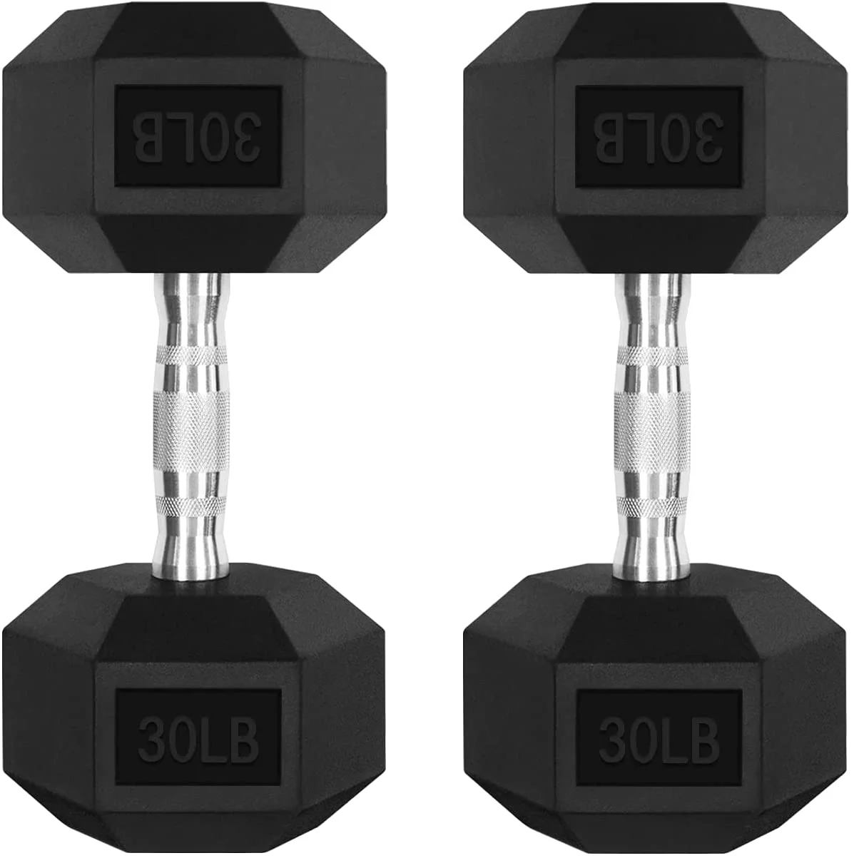RitFit Rubber Hex Dumbbell Weight 5-60 Lbs. with Metal Handle for Strength Training, Full Body Functional Workouts - Womvr