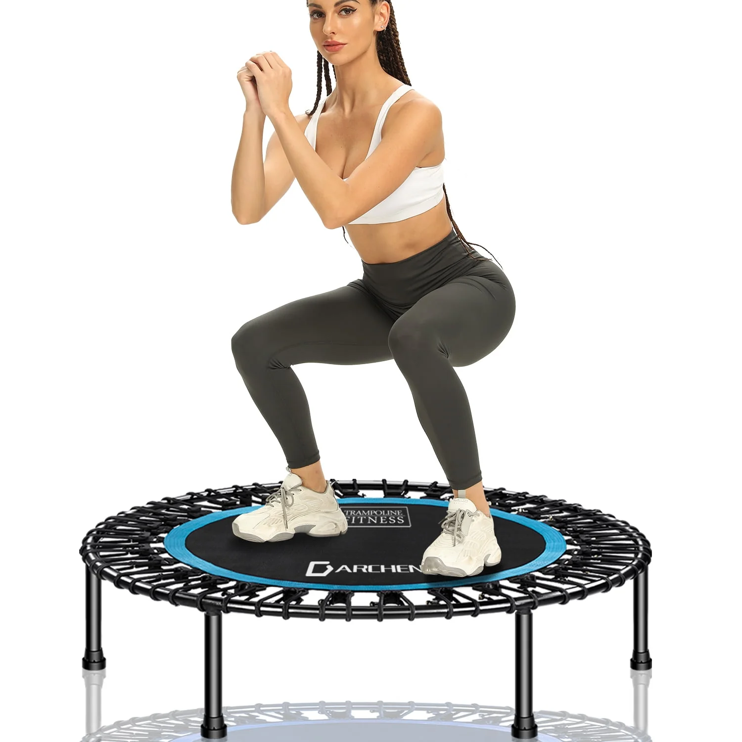 Darchen 450 lbs Mini Trampoline for Adults, Indoor Small Rebounder Exercise Trampoline for Workout Fitness for Quiet and Safely Cushioned Bounce, 40 Inch - Womvr