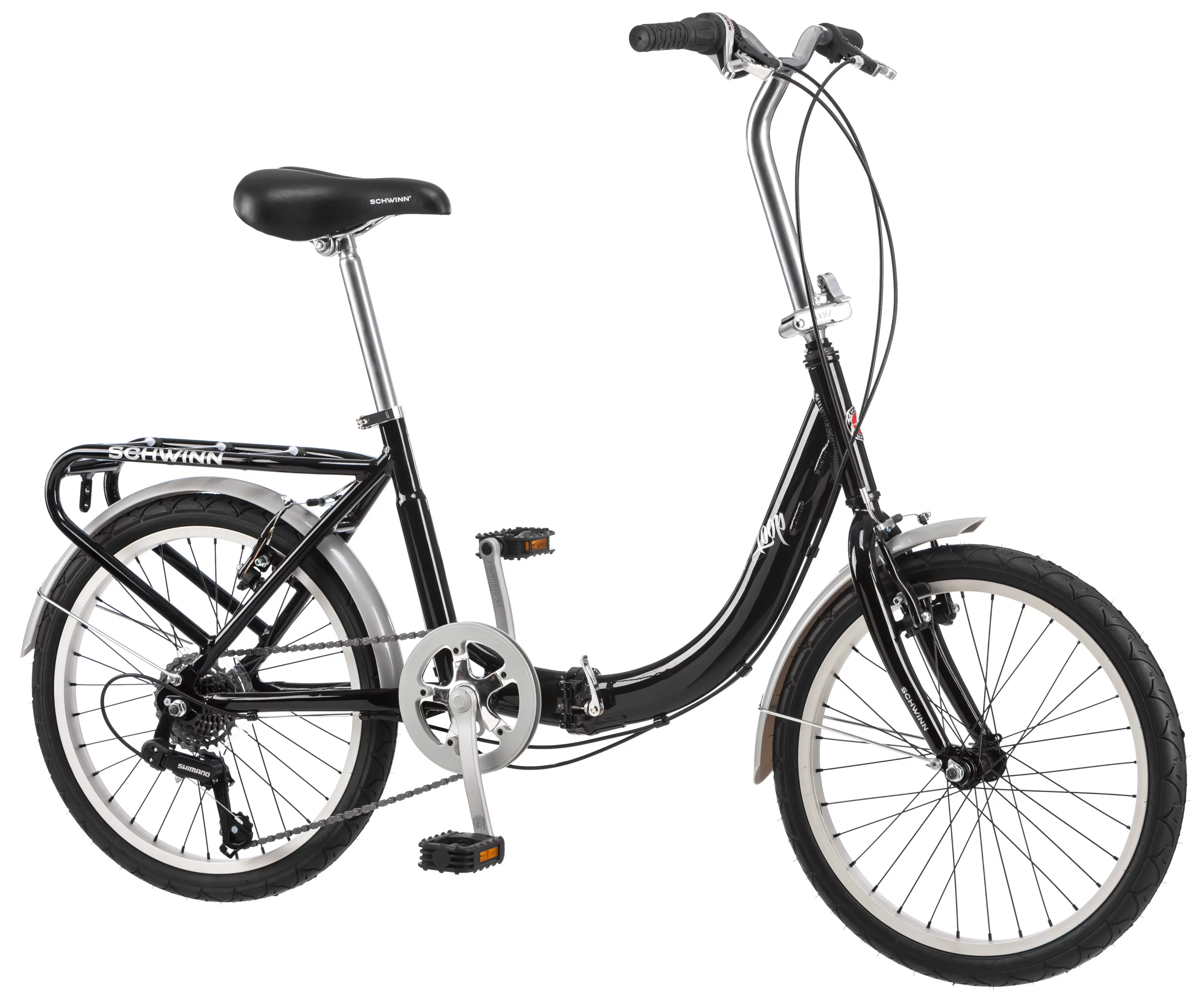 Schwinn Loop Folding Commuter Bike, 20-inch wheels, ages 14+, Black - Womvr