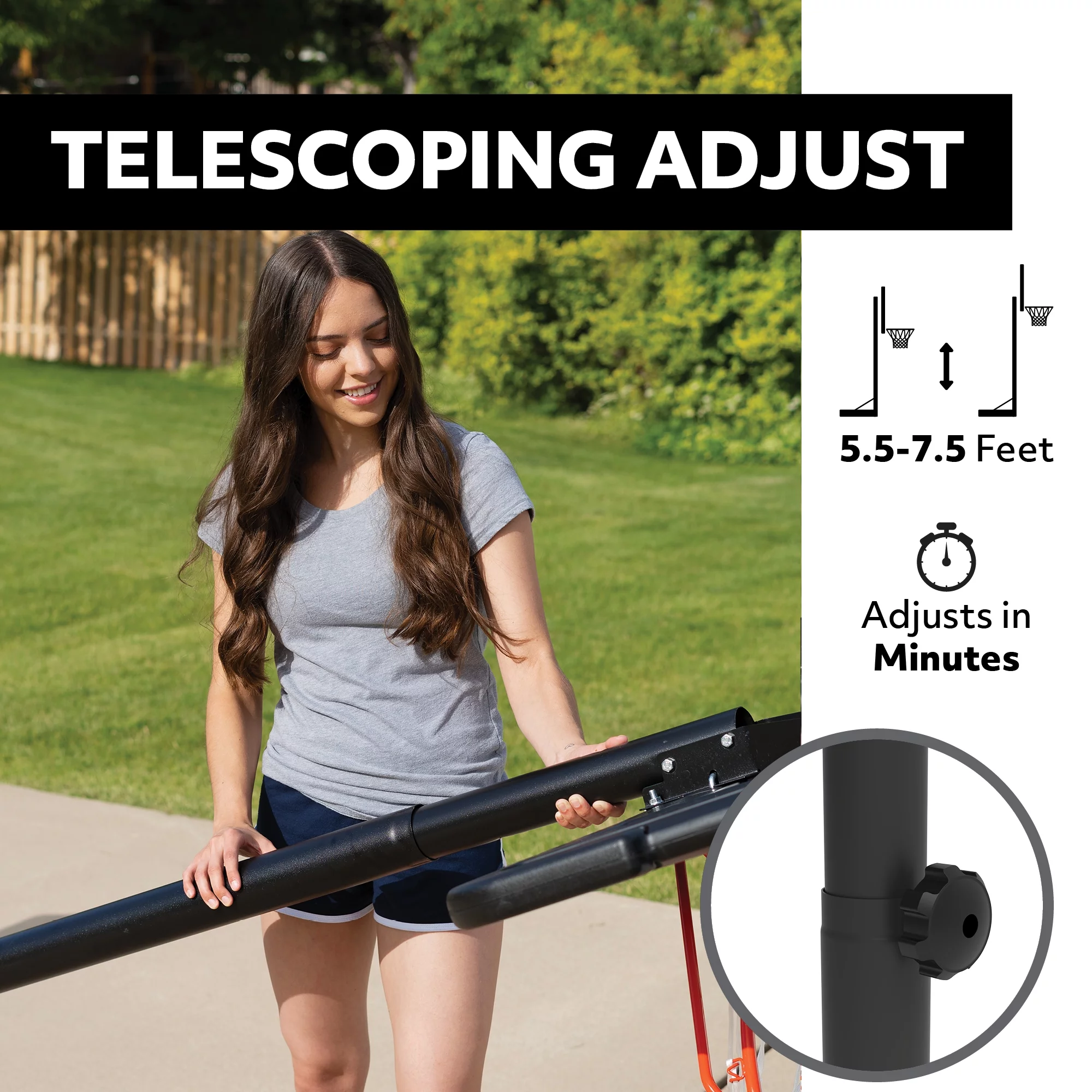 Lifetime Adjustable Portable Basketball Hoop, 44 inch HDPE Plastic Impact® (90759) - Womvr
