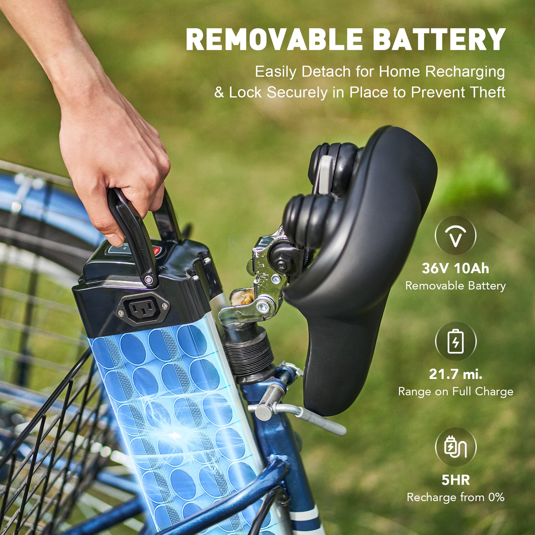 VIRIBUS 24 Inch Adult Trike 350W Dual Chain Electric Tricycle 36V 10Ah Navy - Womvr