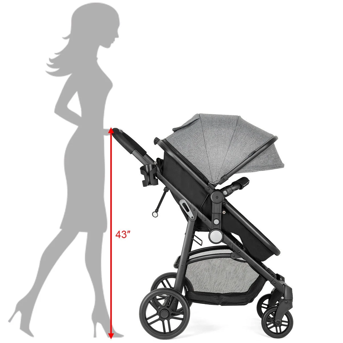 Costway Foldable Baby Stroller 2 in1 Newborn Infant Travel Buggy Pushchair Black - Womvr