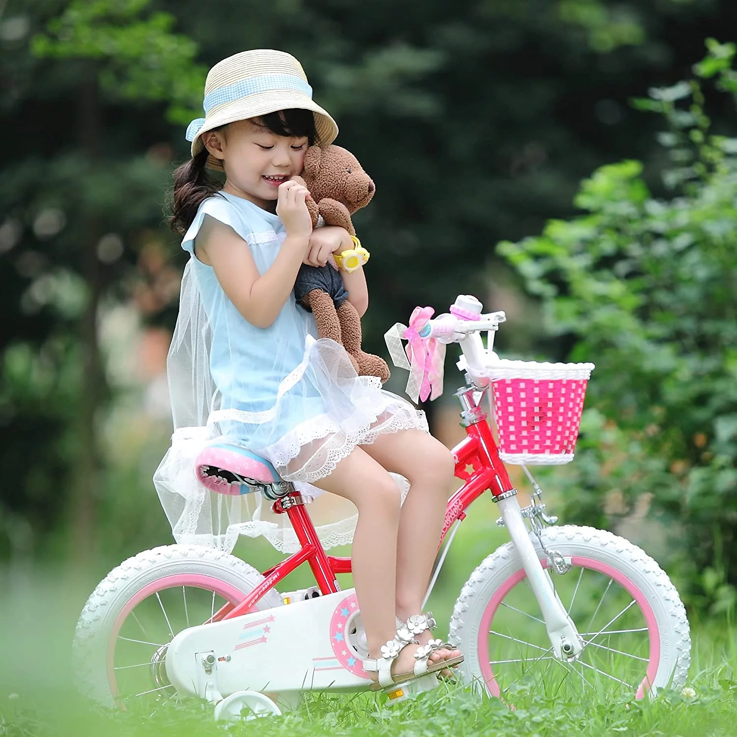 Royalbaby Girls Kids Bike Star Girl 12 In Bicycle Basket Training Wheels Blue Child's Cycle - Womvr