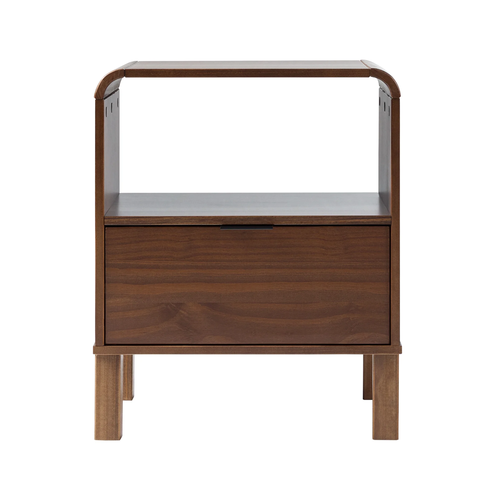 Walker Edison Modern Curved-Frame Solid Wood Nightstand, Brown - Womvr