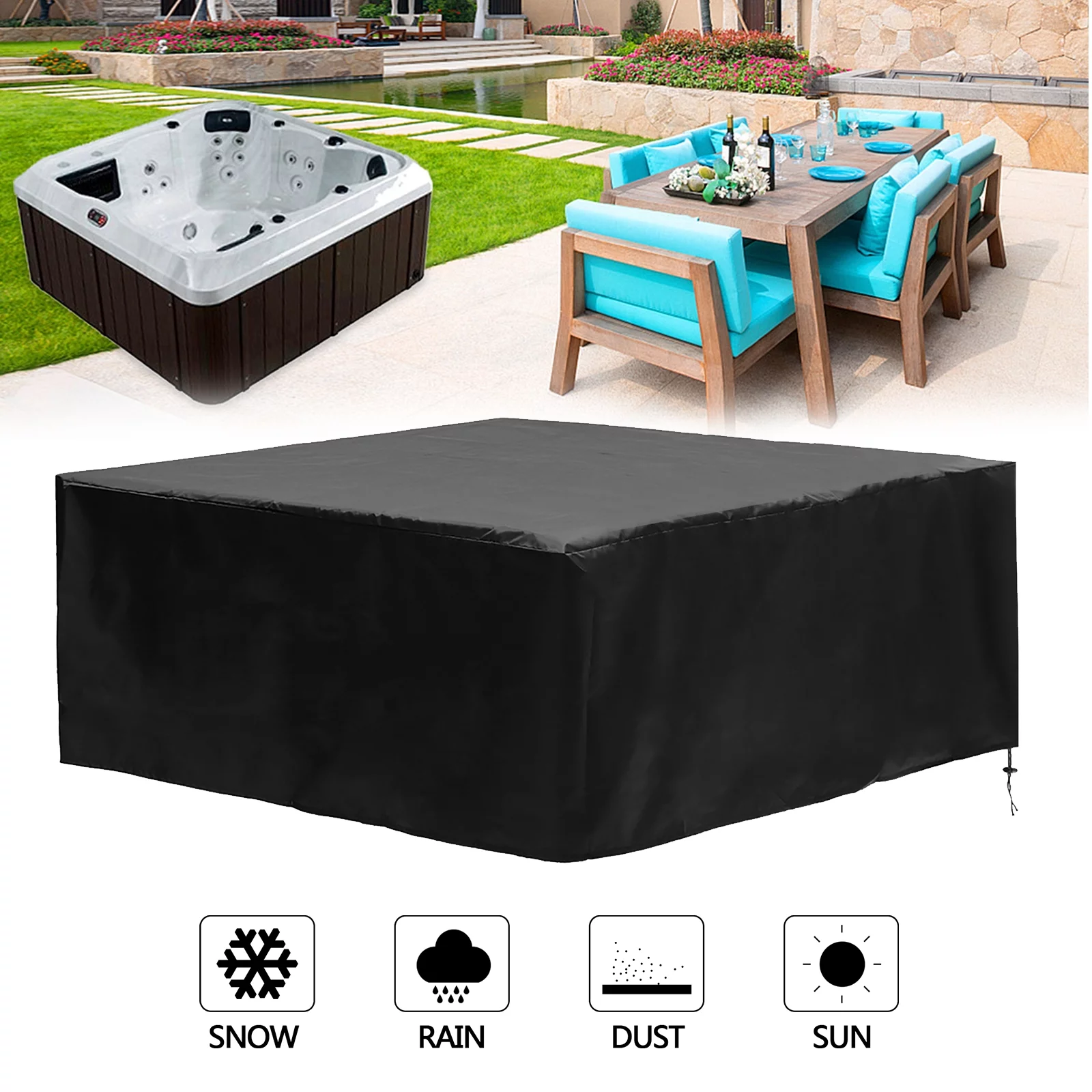 Lovote Heavy Duty Waterproof Hot Tub Spa Cover Cap Water Resistant Protective Cover 3 Sizes - Womvr
