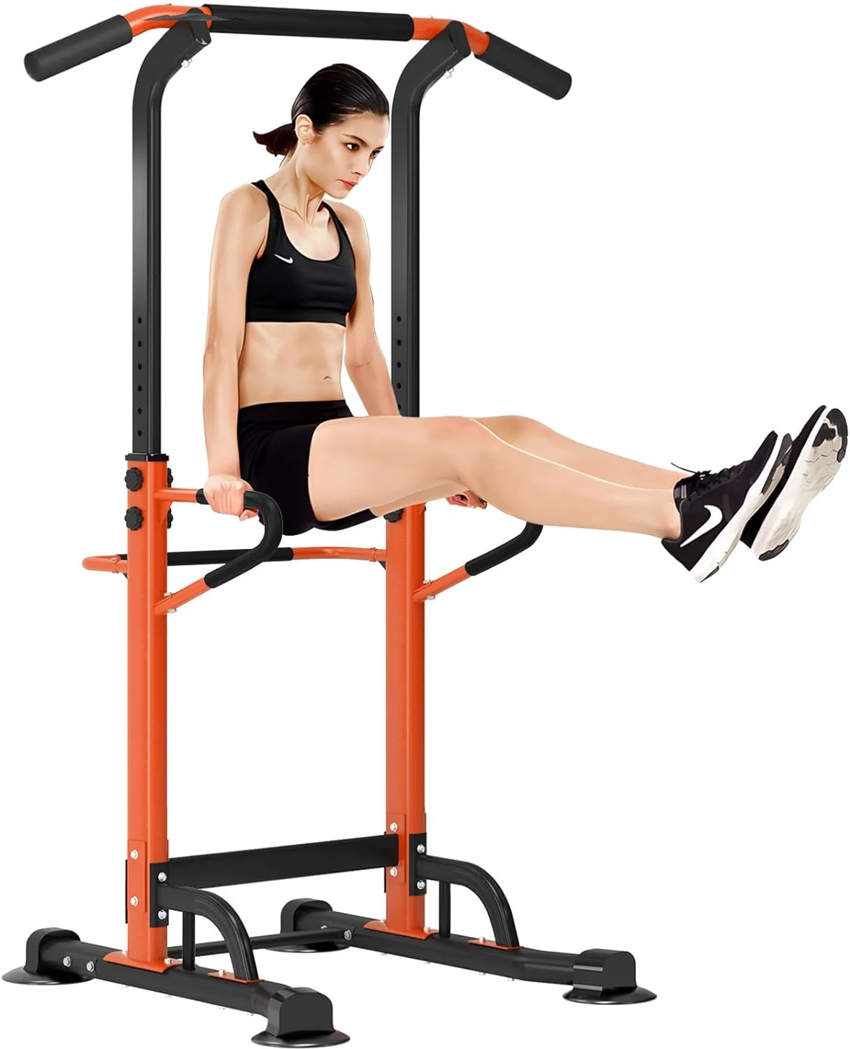 SOGES Height Adjustable Power Tower Dip Stands Pull up Bar Strength Training for Home Gym Black - Womvr