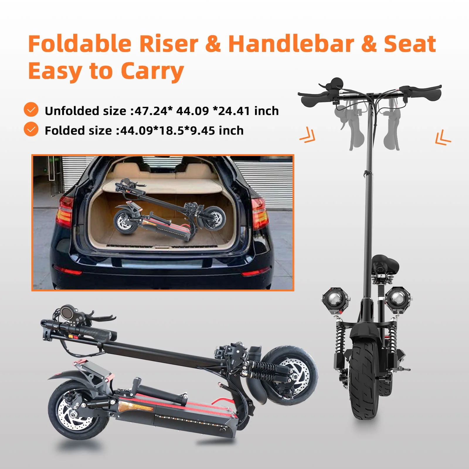 JUEXING Electric Scooter for Adults, 40 Miles Long Range, Dual Motors 2400W, E Scooter with Seat - Womvr