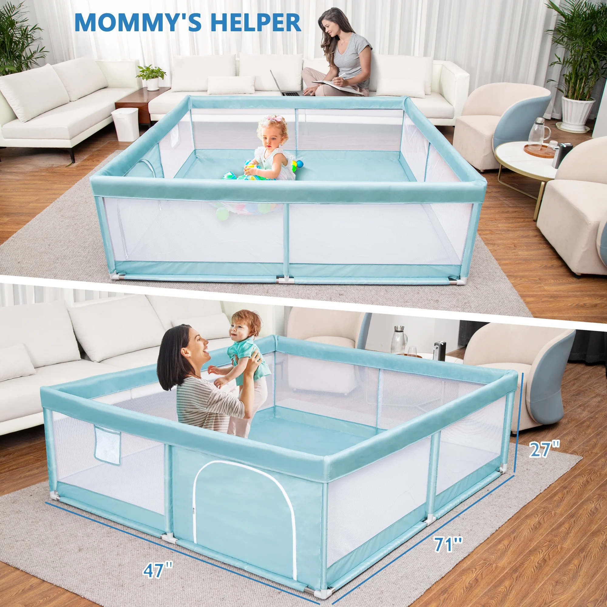 TEAYINGDE Baby Playpen Large Play Yard Fence for Toddlers,47