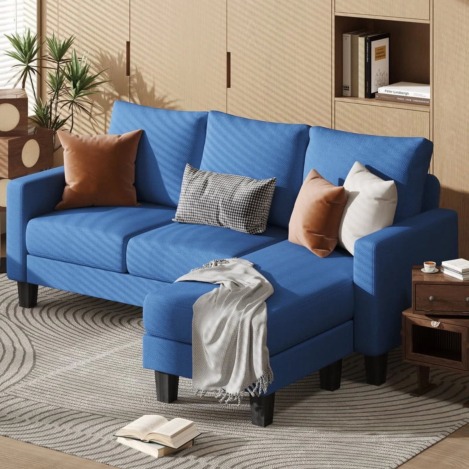 Homall Convertible Sectional Sofa Couch, Modern Linen Fabric L-Shaped Couch 3-Seat Sofa Sectional with Reversible Chaise for Small Living Room, Apartment and Small Space, Dark Gray - Womvr