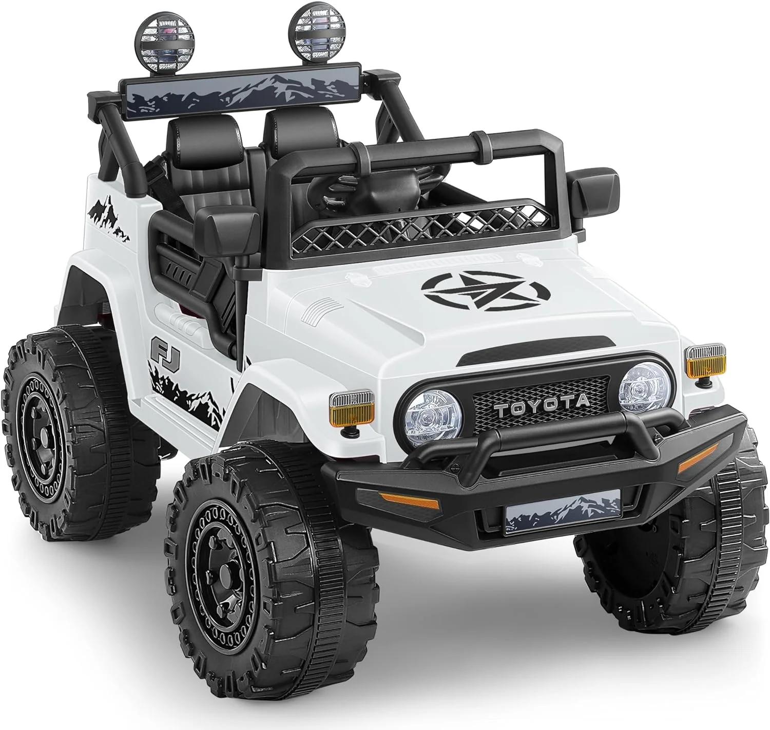 Toyota FJ Cruiser Ride on Car, 12V Powered Off-Road Toys for Kids w/ Remote,Spring Suspension,6 LED Lights,Camo Green - Womvr