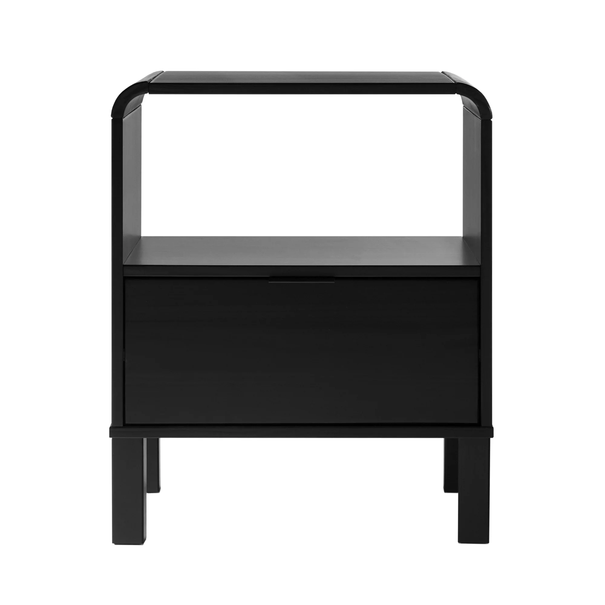 Walker Edison Modern Curved-Frame Solid Wood Nightstand, Brown - Womvr