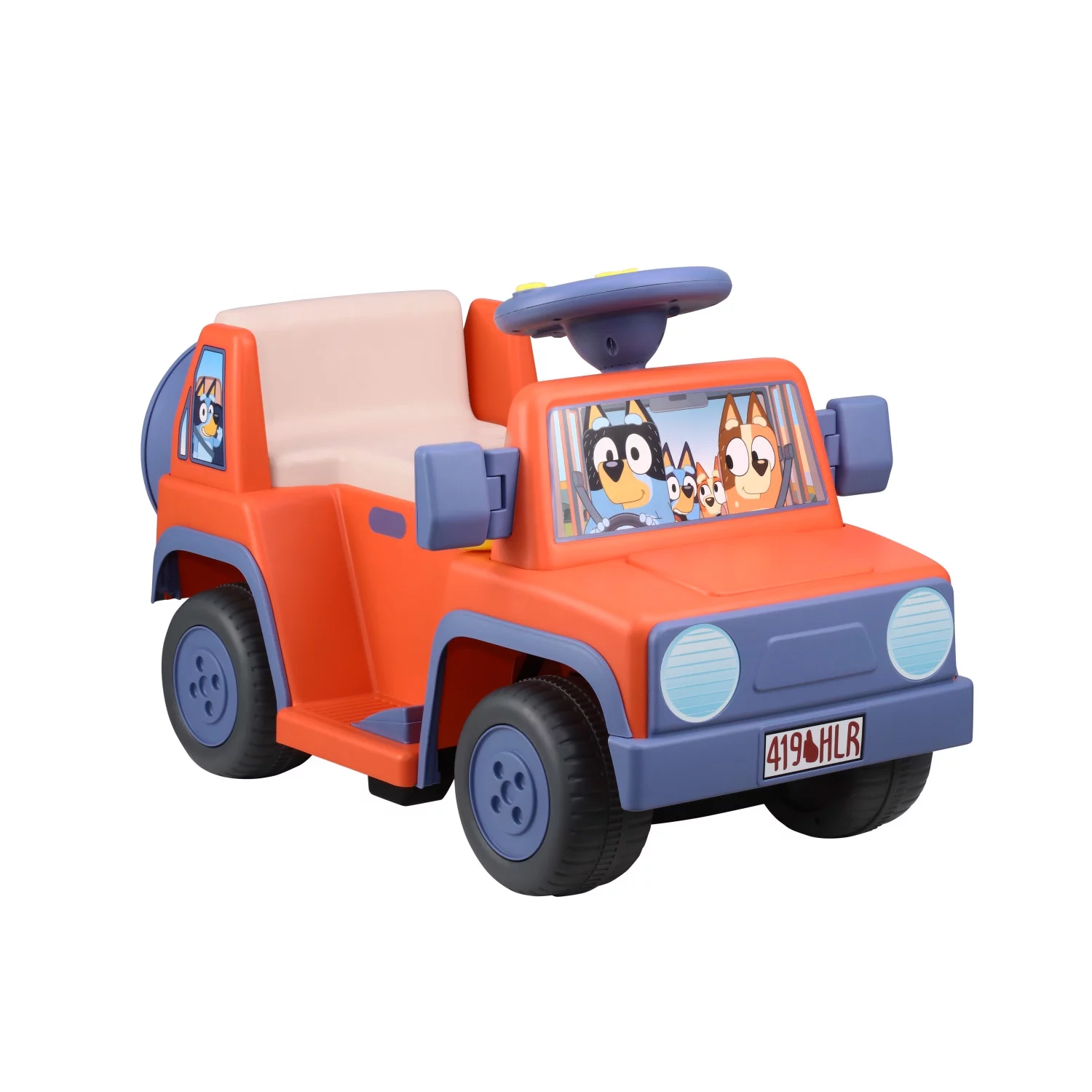 Bluey 6 Volt Ride on Car with Sounds, 6V Battery Powered Toy, Kids and Toddlers Ages 2+ - Womvr
