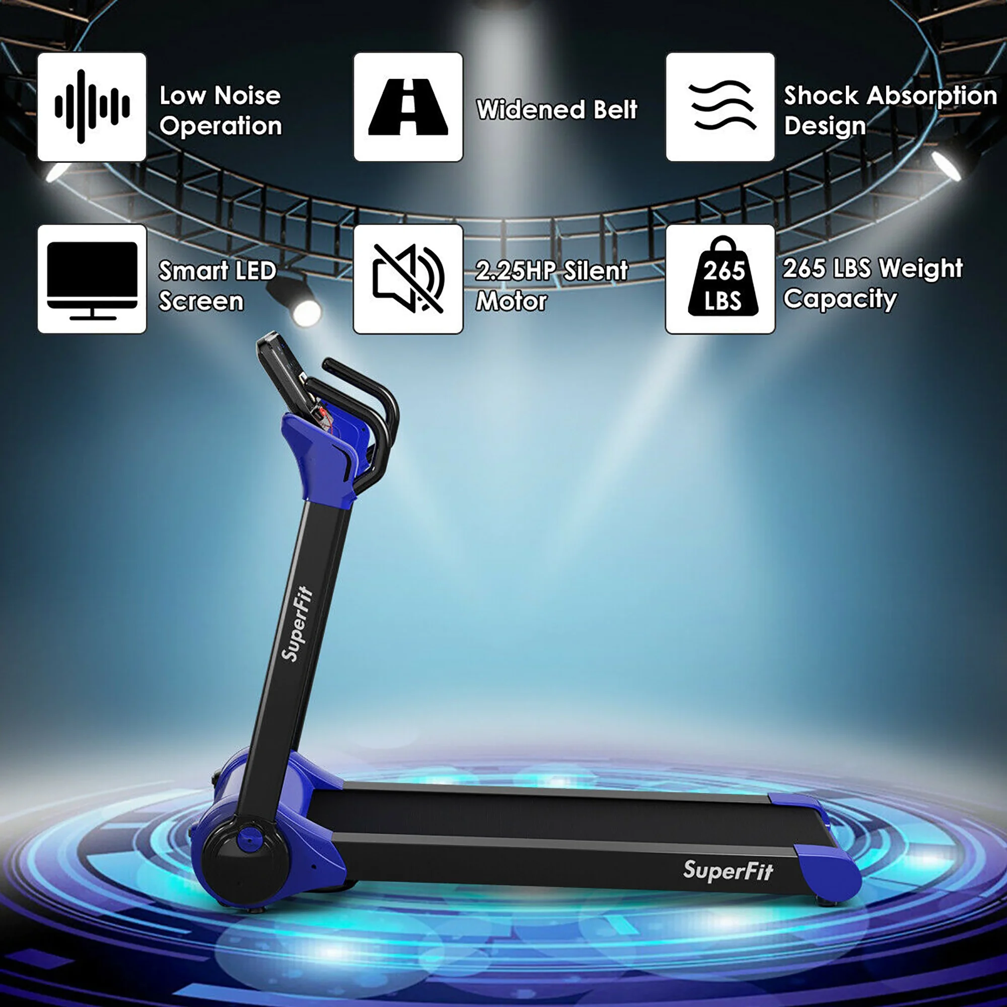 Superfit 2.25HP Folding Electric Motorized Treadmill With Speaker Red - Womvr