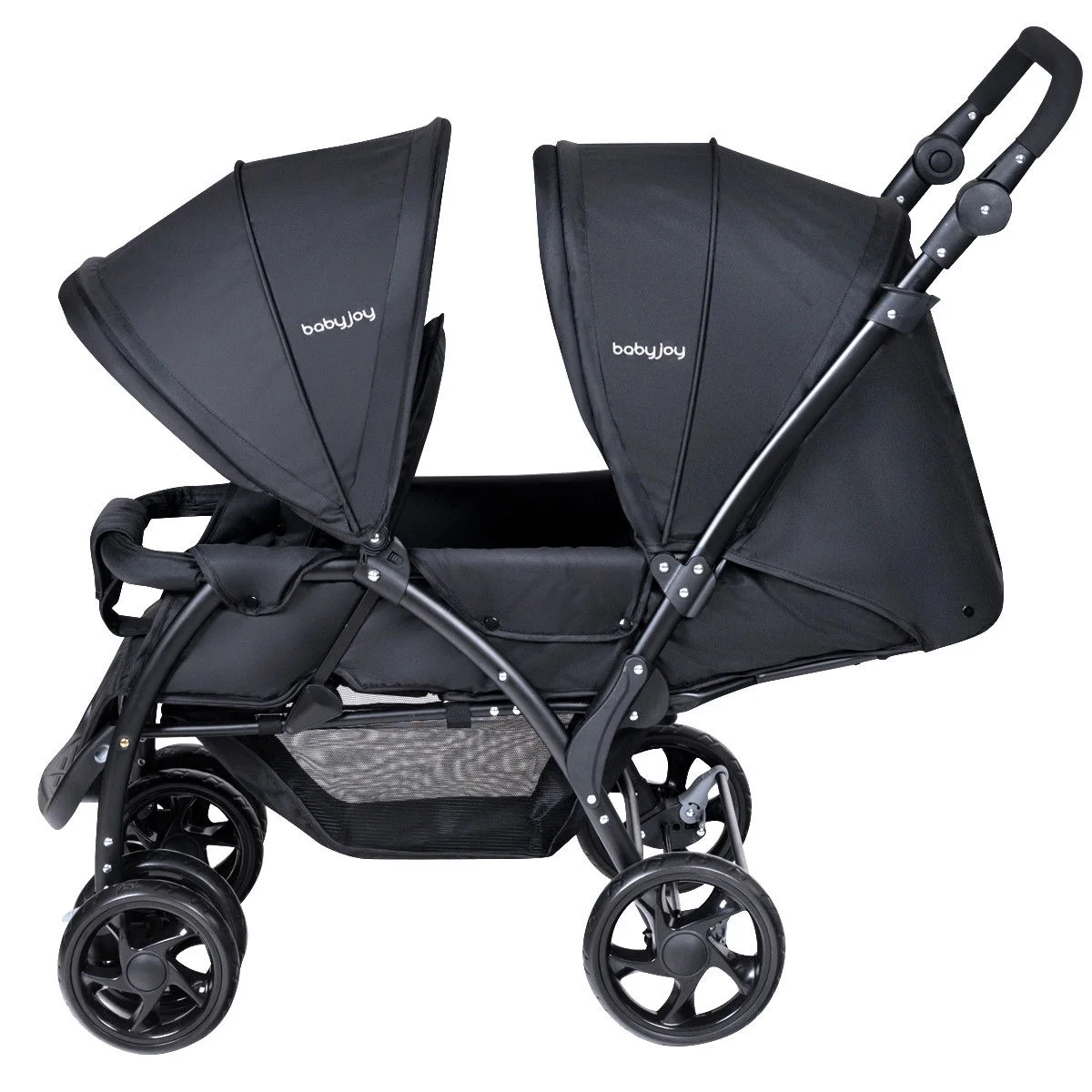 Babyjoy Double Stroller Foldable Baby Twin Lightweight Travel Stroller Infant Pushchair Black - Womvr