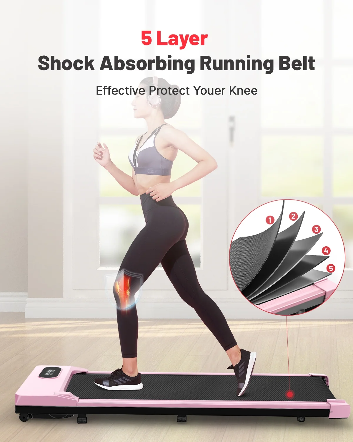 Bigzzia Walking Pad, 2 in 1 Under Desk Treadmill with Remote Control and LCD Display, Compact Treadmill for Home & Office, Silver - Womvr