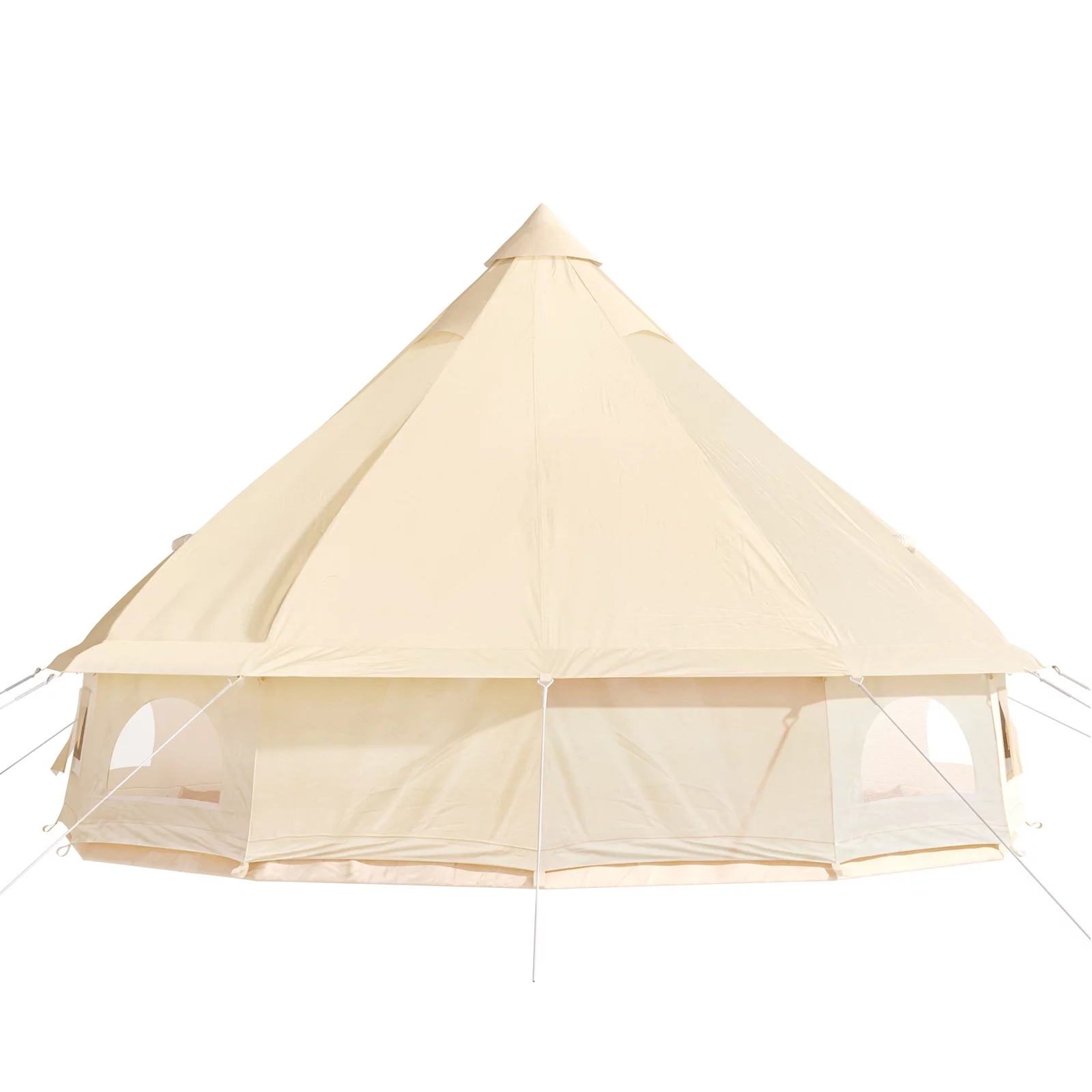 BENTISM 4-Season 8-10 People Large Waterproof Cotton Canvas Bell Tent With Stove for Camping Parties(5M Dia) - Womvr