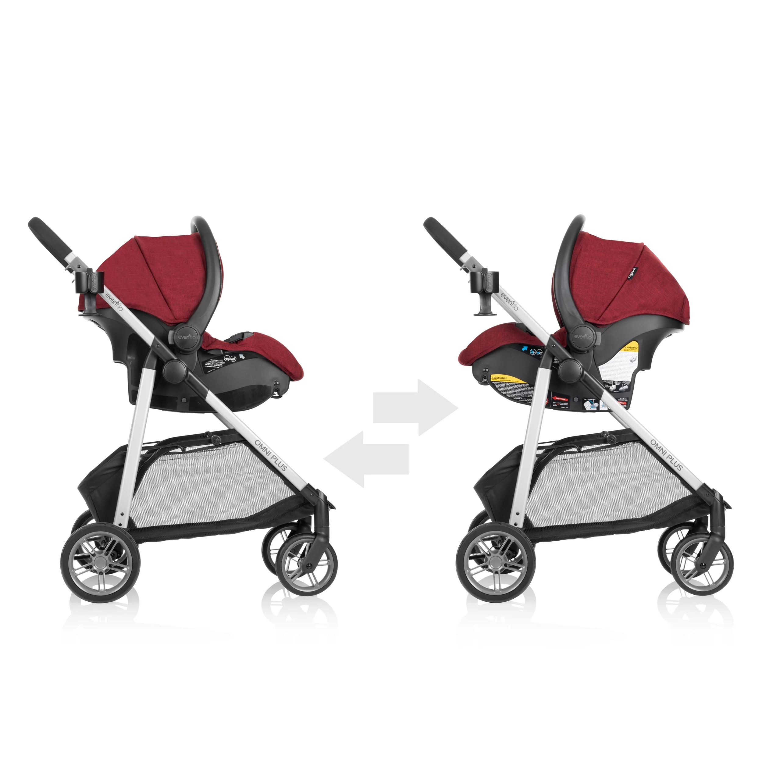 Evenflo Omni Plus Modular Travel System with LiteMax Sport Infant Car Seat, Mylar Gray, Unisex - Womvr