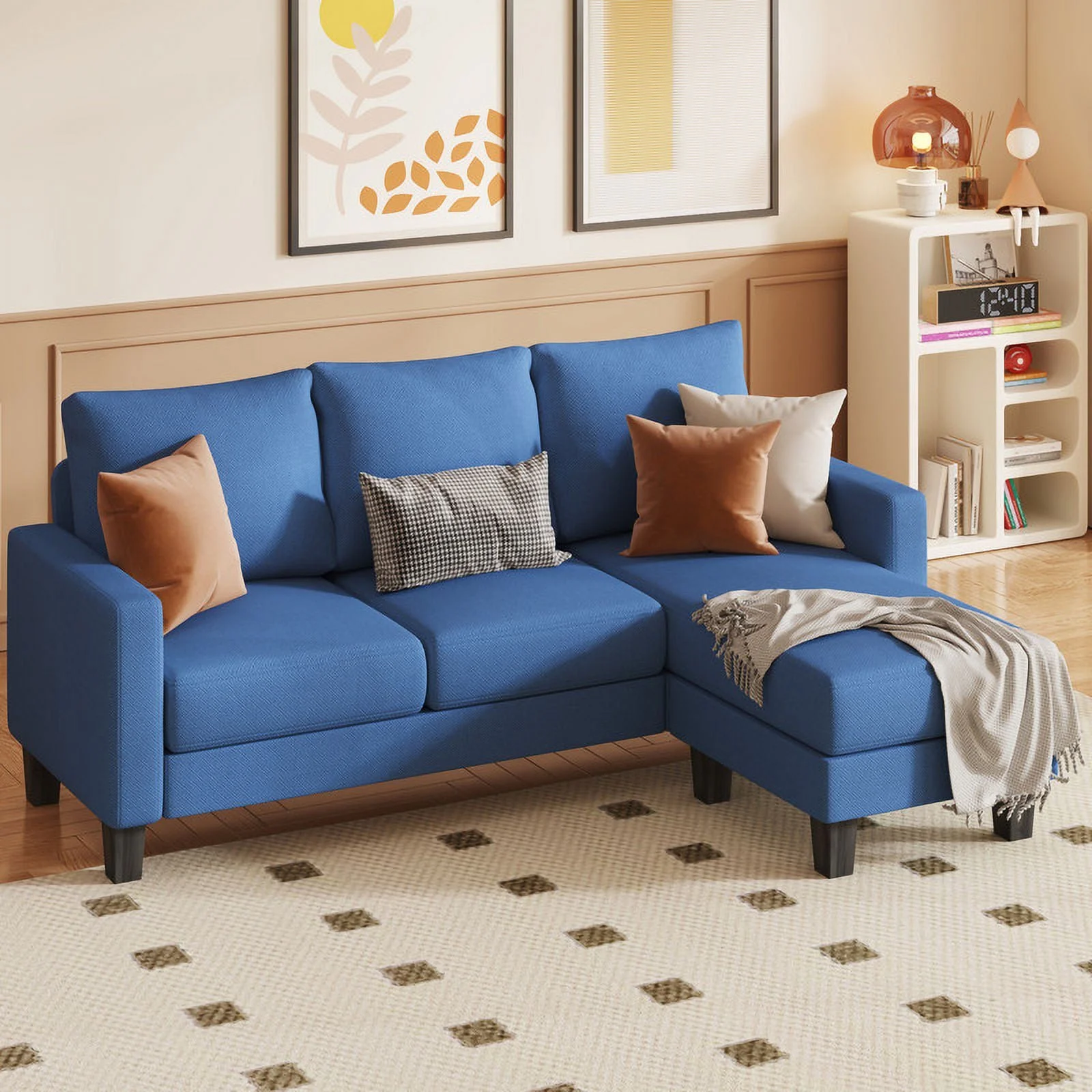 Homall Convertible Sectional Sofa Couch, Modern Linen Fabric L-Shaped Couch 3-Seat Sofa Sectional with Reversible Chaise for Small Living Room, Apartment and Small Space, Dark Gray - Womvr