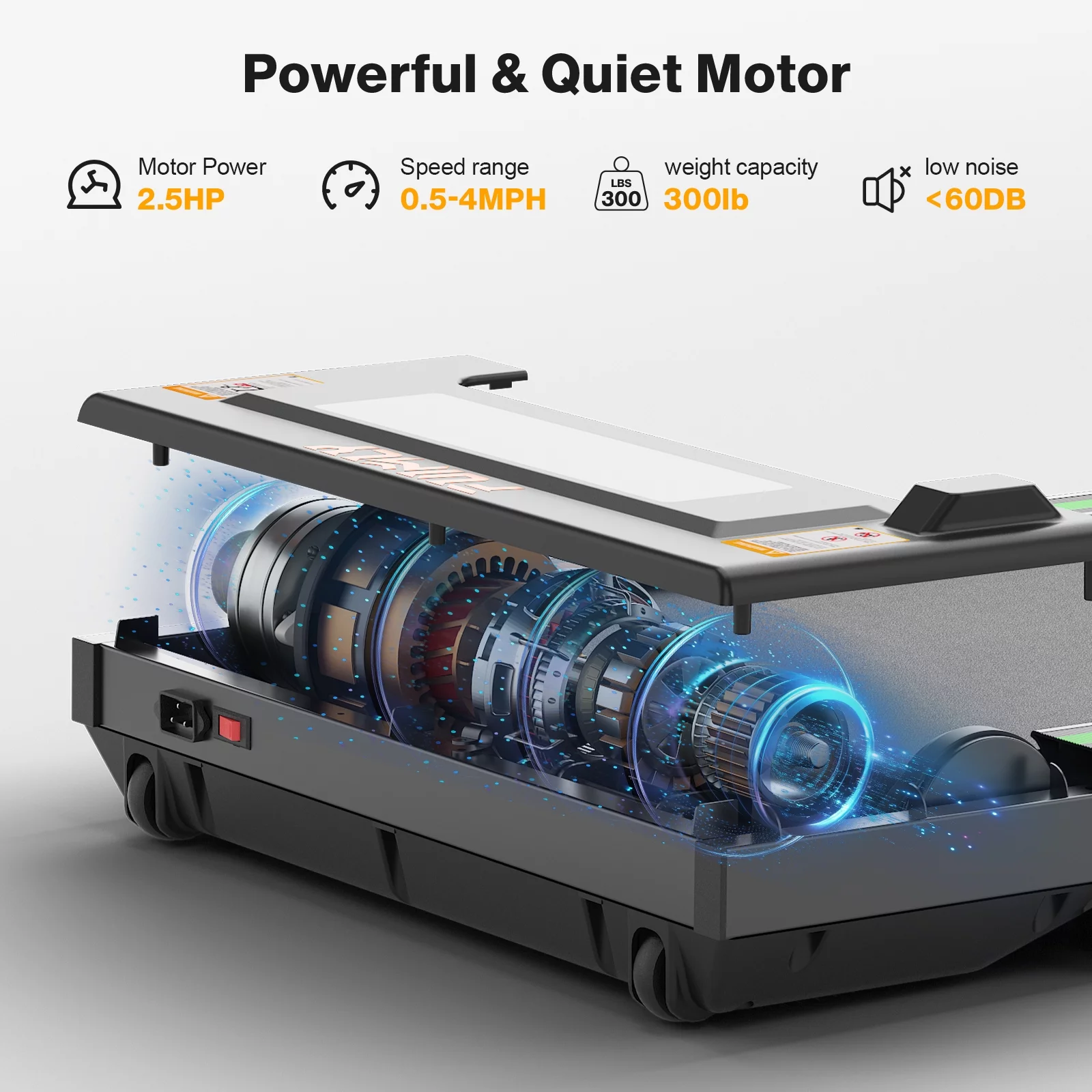 Tikmboex 2.5HP Walking Pad Under Desk Treadmill with LED Touch Screen Remote Control, 2 in 1 Treadmills for Home Office, Black - Womvr