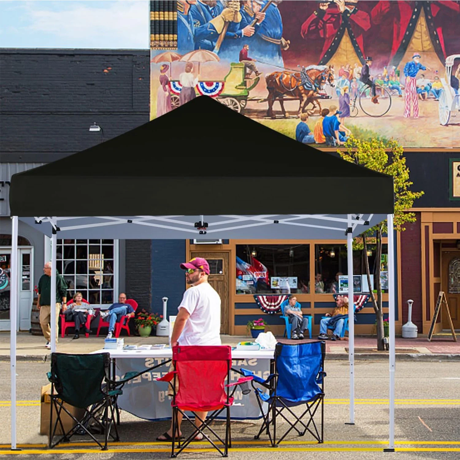 GVDV Canopy Tent, 10x10 ft Easy Pop up Outdoor Canopy Tent, Portable Straight Leg Gazebo Instant Canopy, Blue - Womvr