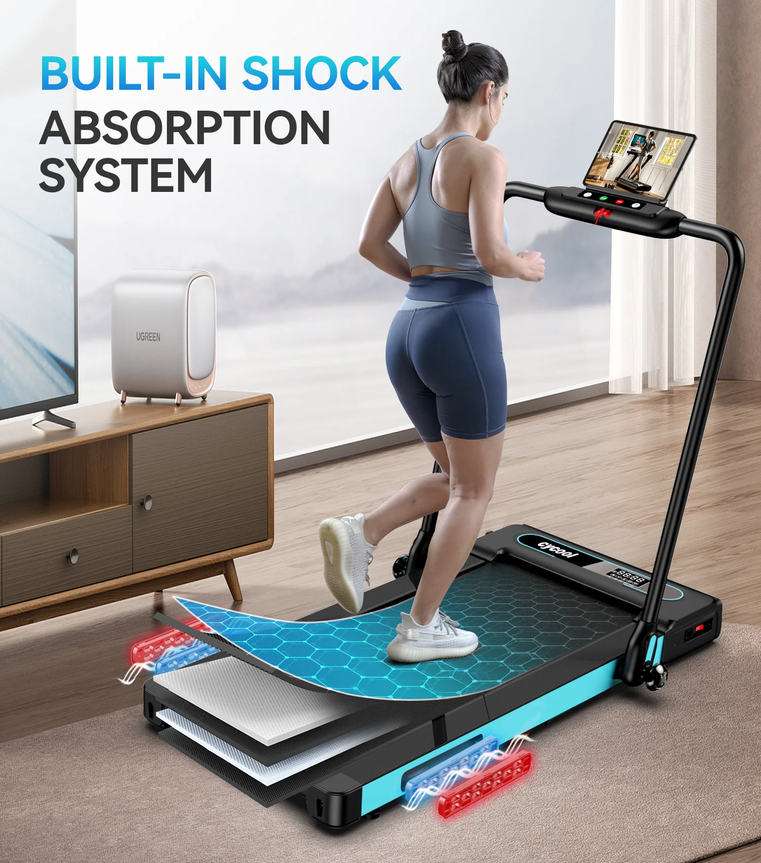 TOSSFD 2.5HP Folding Treadmill with Display Screen Electric Running Walking Machine for Home Fitness R46201 - Womvr