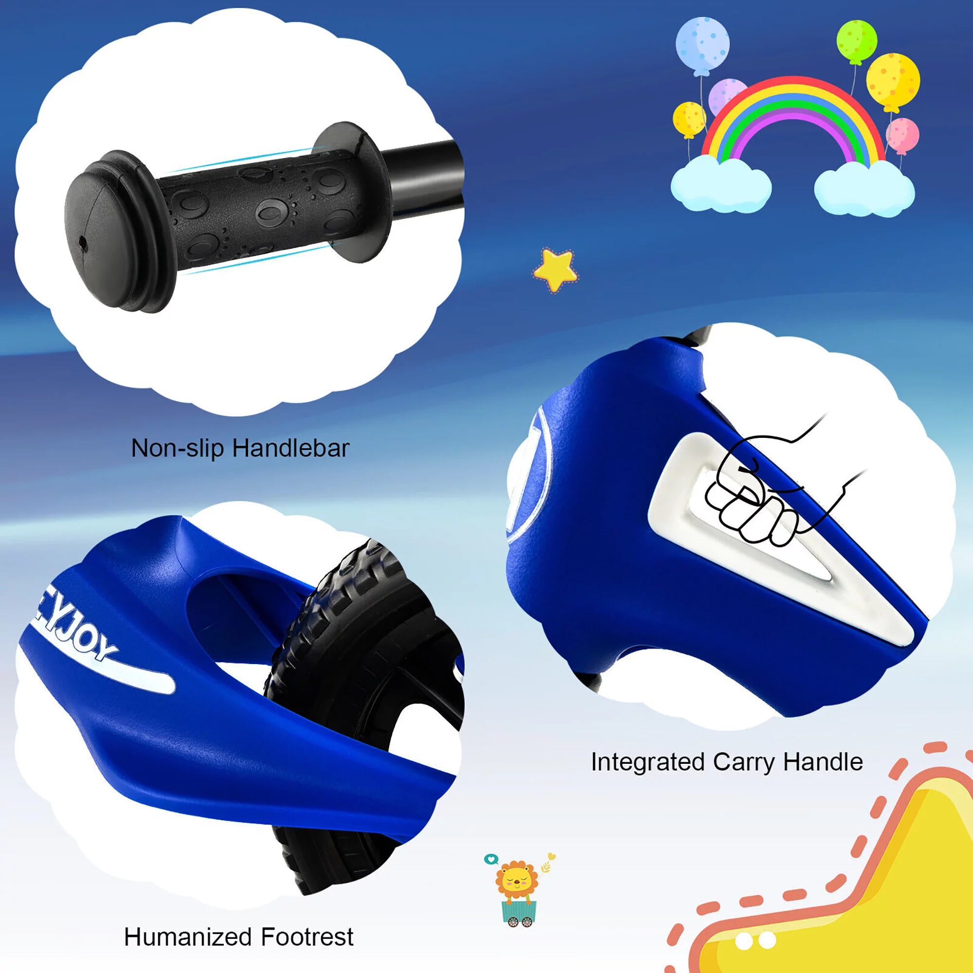 Gymax Kids Balance Bike Lightweight Toddler Bicycle with Rotatable Handlebar Red - Womvr